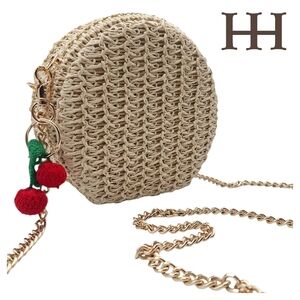 Haute Hippie Natural Raffia Round Crossbody Bag